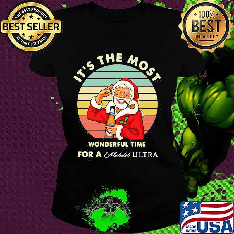 Christmas santa claus it's the most wonderful time for a michelob ultra vintage retro s Ladies tee Christmas santa claus it's the most wonderful time for a michelob ultra vintage retro s Ladies tee