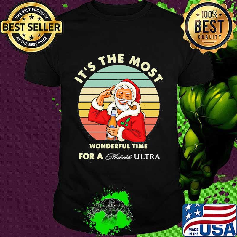 Christmas santa claus it's the most wonderful time for a michelob ultra vintage retro shirt