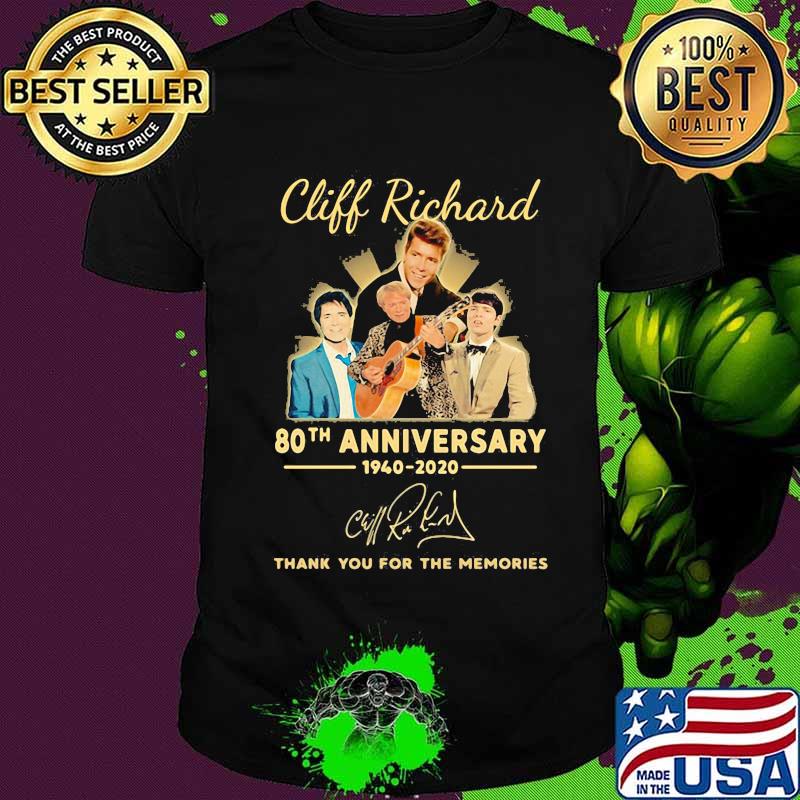 Cliff richard 80th anniversary 1940 2020 thank you for the memories signature shirt