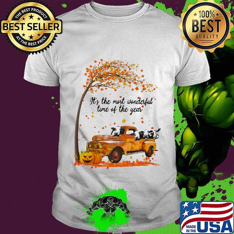 Cows riding car it's the most wonderfal time of the year leaves tree pumpkins shirt