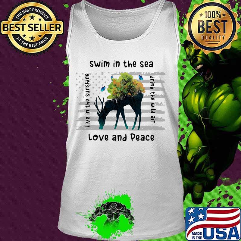 Deer swim in the sea love and peace live in the sunshine drink the wind air s Tank top Deer swim in the sea love and peace live in the sunshine drink the wind air s Tank top