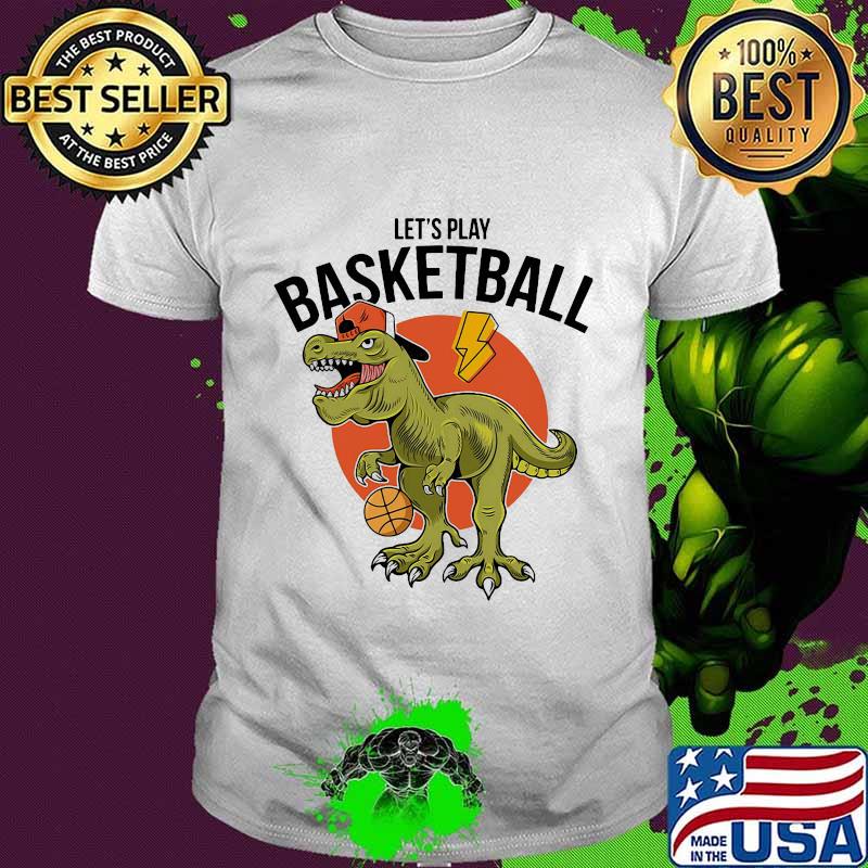 Dinosaur let's play basketball sunset shirt