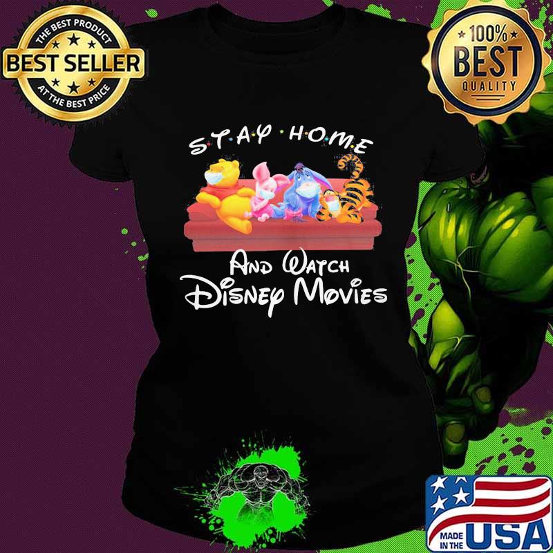 Disney cartoon characters mask sitting sofa tray home and watch disney movies s Ladies tee Disney cartoon characters mask sitting sofa tray home and watch disney movies s Ladies tee