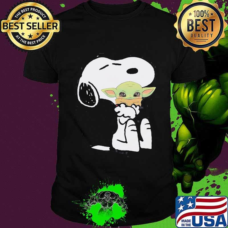 Disney snoopy hug baby yoda shirt