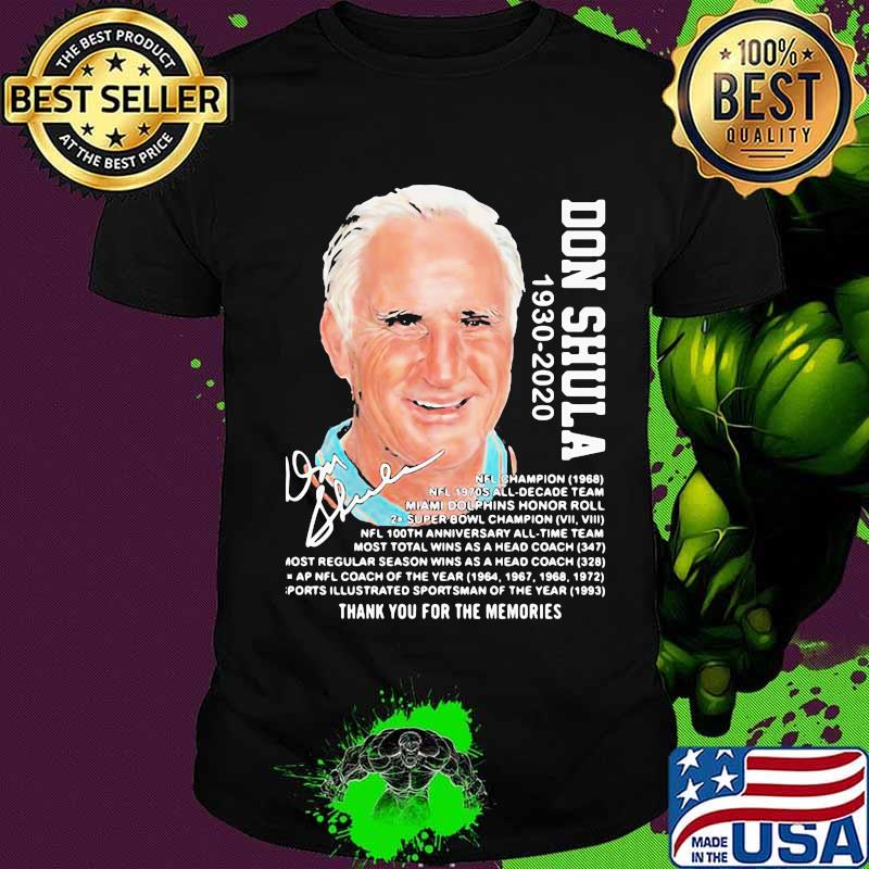 Don shula 1930 2020 thank you for the memories signature shirt