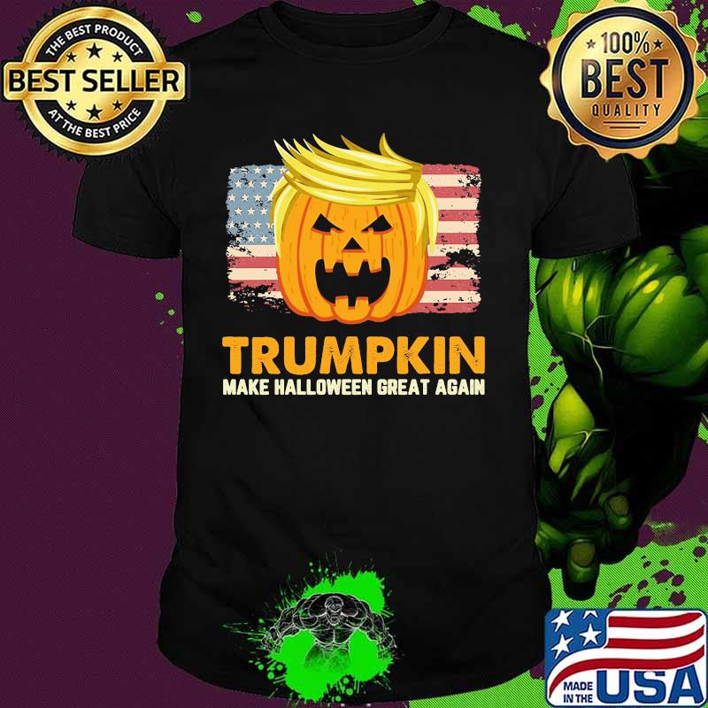 Donald trump pumpkin trumpkin make halloween great again american flag independence day shirt