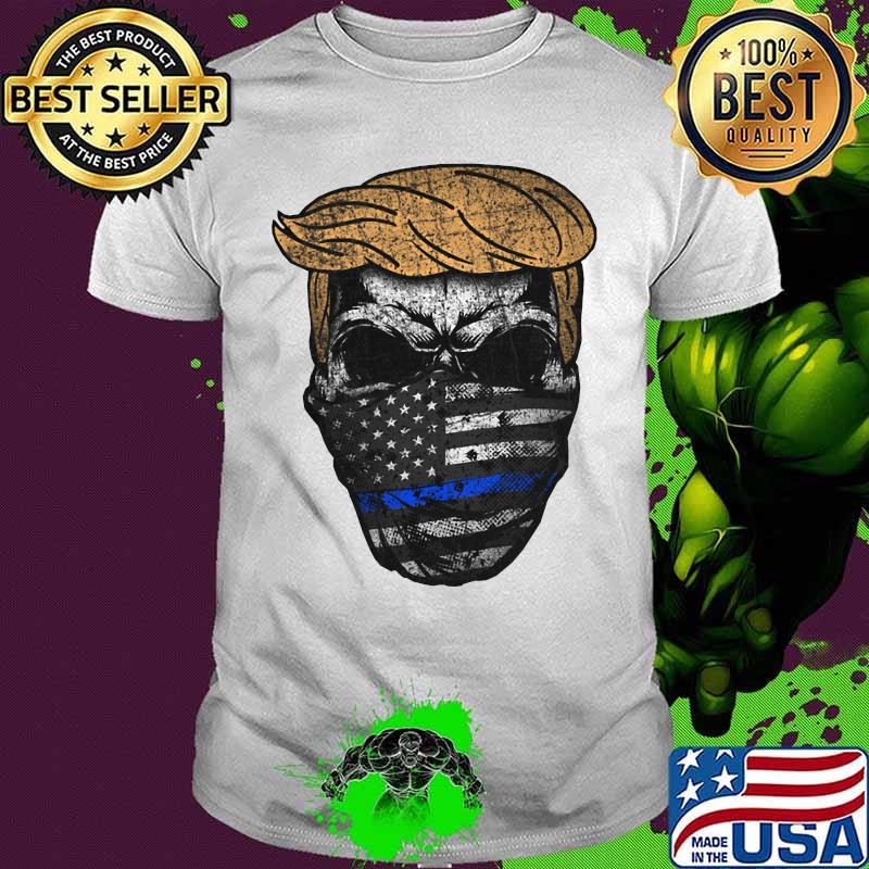Donald trump skull mask back the blue american flag independence day shirt