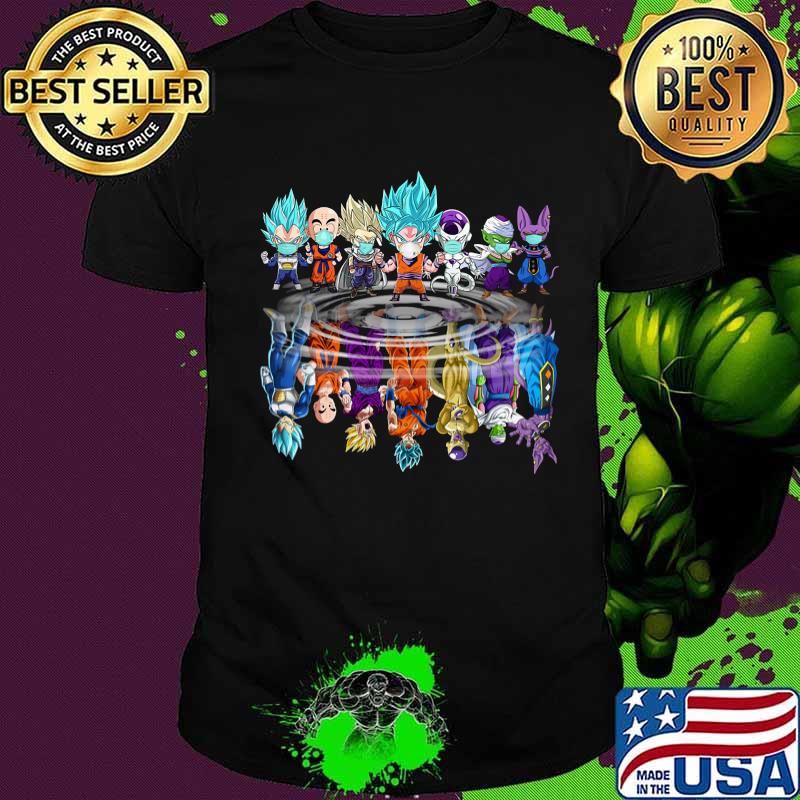 Dragon ball 7 characters mask chibi water reflection shirt