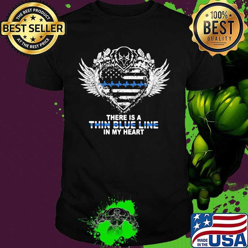 Eagles there is a thin blue line in my heart american flag independence day shirt