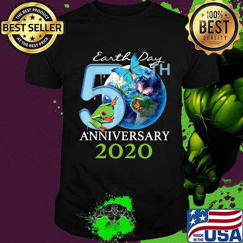Earth day 50th anniversary 2020 frog and butterflies shirt