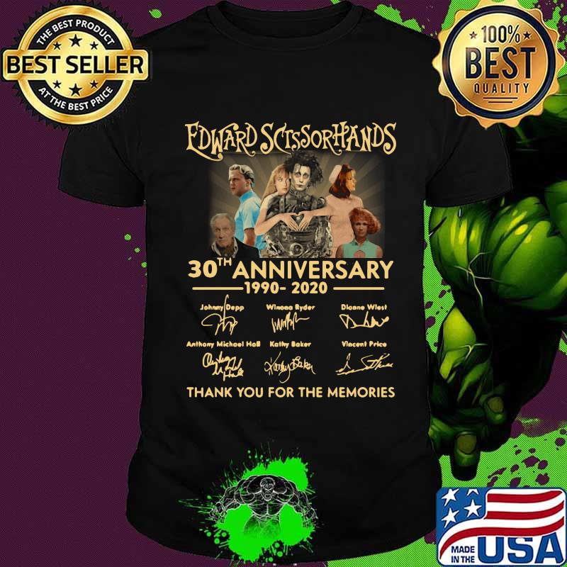 Edward scissorhands 30th anniversary 1990 2020 thank you for the memories signatures shirt