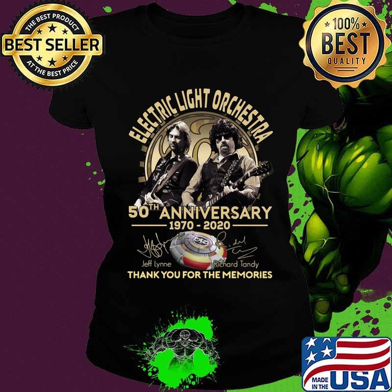 Electric light orchestra 50th anniversary 1970 2020 thank you for the memories signatures s Ladies tee Electric light orchestra 50th anniversary 1970 2020 thank you for the memories signatures s Ladies tee