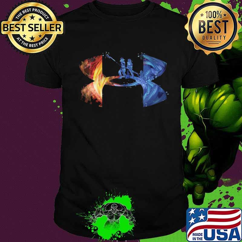 Firefighter water vs fire flame logo shirt