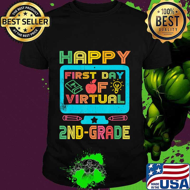 First Day of Virtual 2nd Grade Back to School Gifts Boys Kid T-Shirt