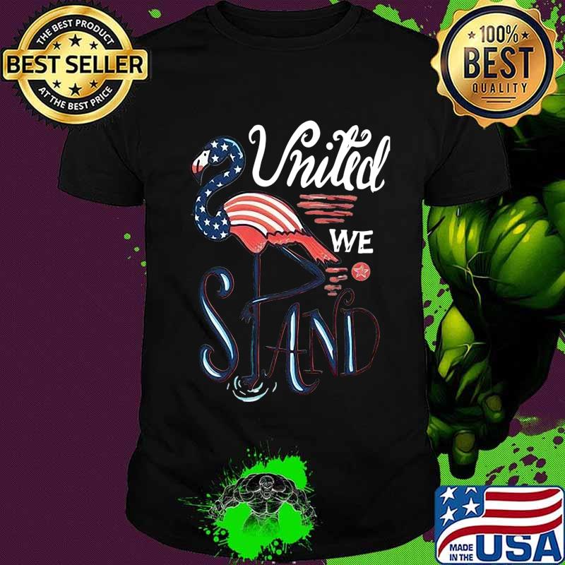 Flamingo stand american flag independence day shirt