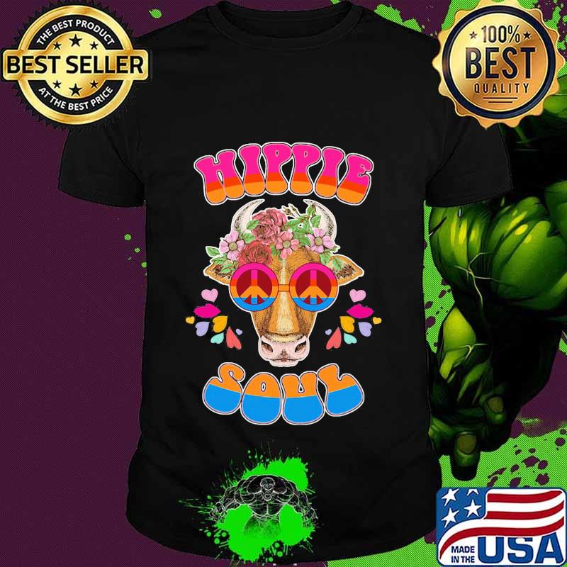 Flower cow glasses hippie soul shirt
