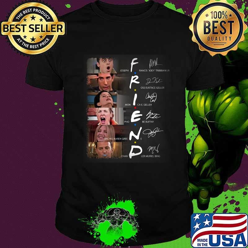 Friends movie characters signatures shirt