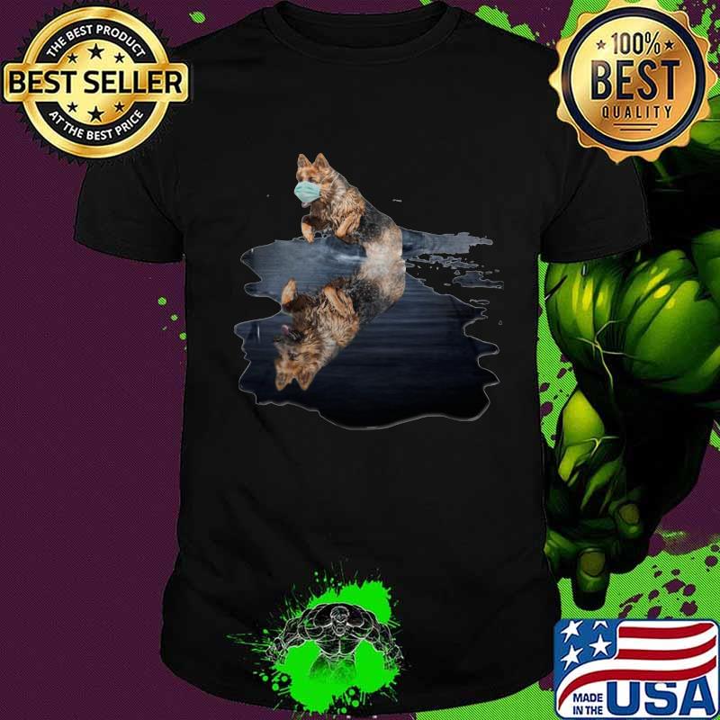 German shepherd dog mask water reflection shirt