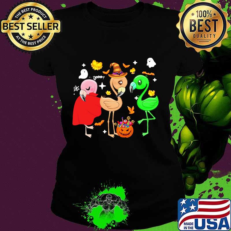 GHOST BOOO FLAMINGOS PUMPKIN HALLOWEEN SHIRT Ladies tee GHOST BOOO FLAMINGOS PUMPKIN HALLOWEEN SHIRT Ladies tee