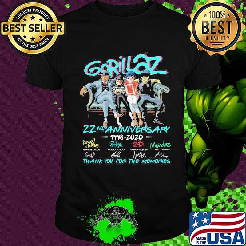 Gorillaz 22nd anniversary 1998 2020 thank you for the memories signatures shirt