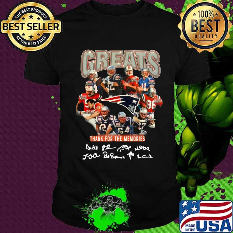 Greats new england patriots thank you for the memories signatures shirt