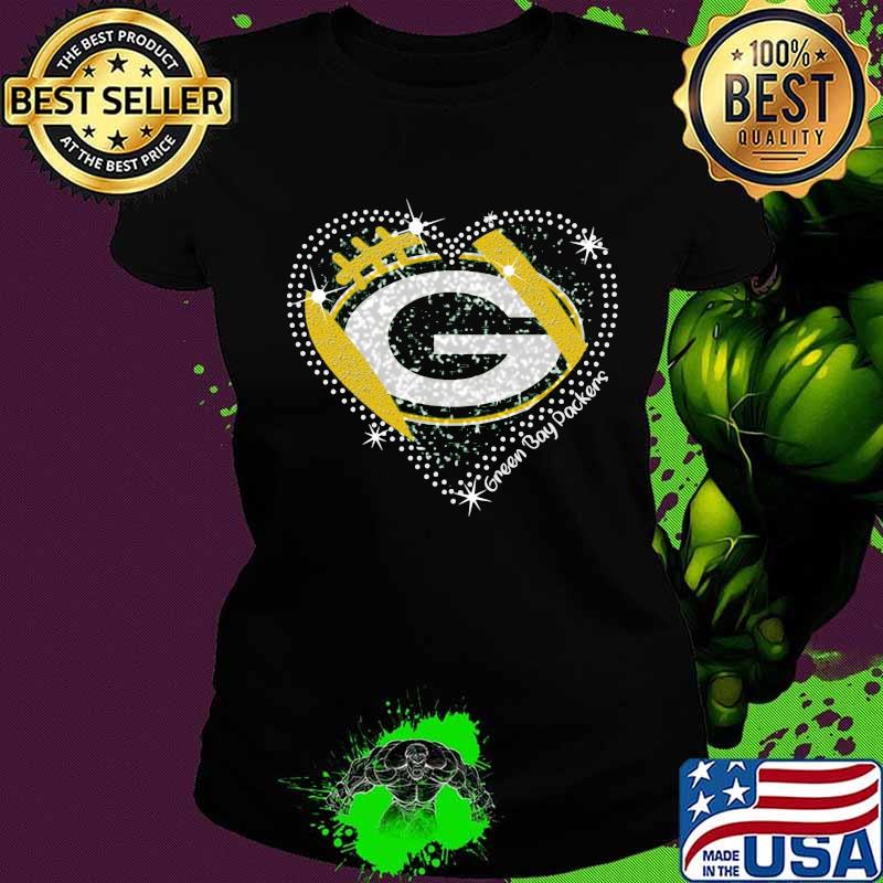 Green bay packers football logo heart s Ladies tee Green bay packers football logo heart s Ladies tee