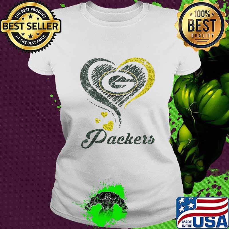 Green bay packers football logo hearts diamond s Ladies tee Green bay packers football logo hearts diamond s Ladies tee