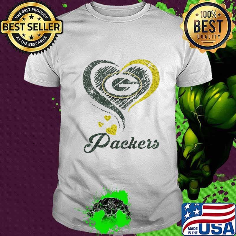 Green bay packers football logo hearts diamond shirt