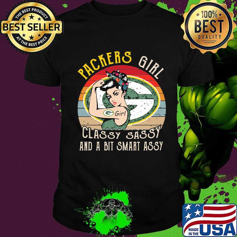 Green bay packers girl classy sassy and a bit smart assy vintage retro shirt