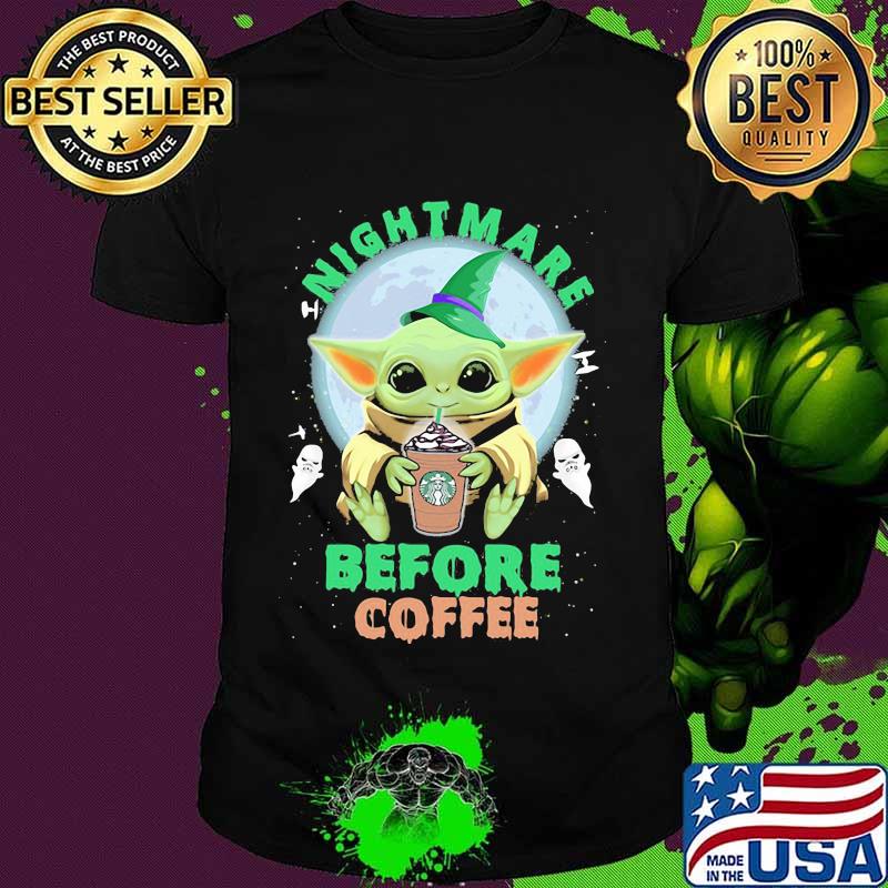 Halloween baby yoda witch nightmare before starbucks coffee shirt