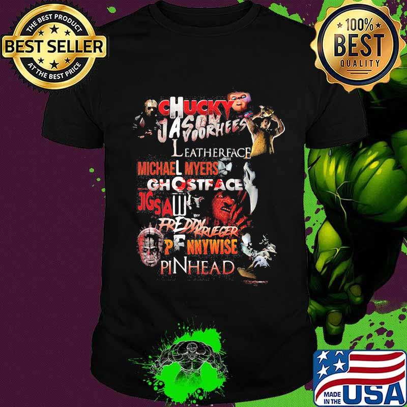 Halloween chucky jason voorhees leatherface michael myers ghostface jigsaw freddy krueger pennywise pinhead shirt
