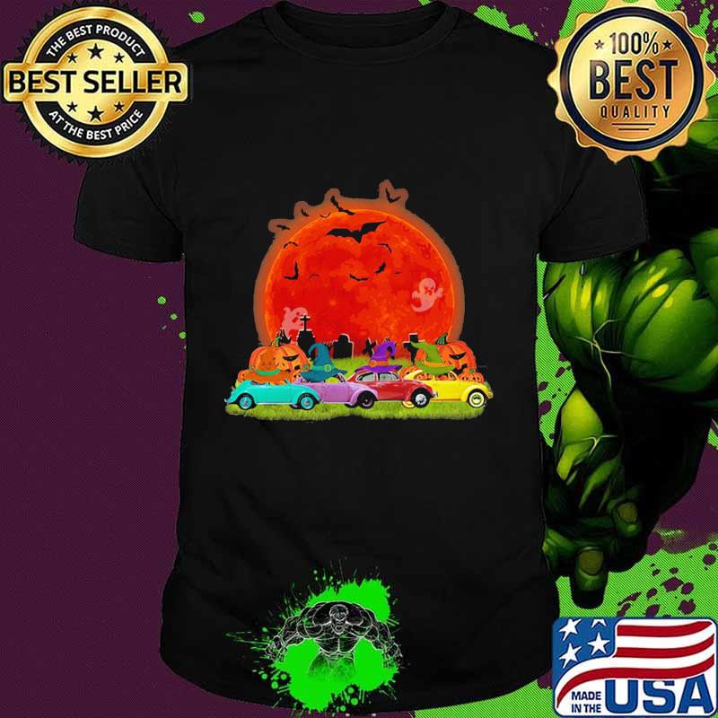 Halloween color cars pumpkin moon shirt