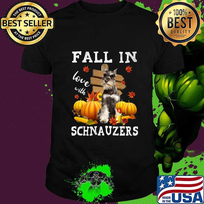 Halloween fall in love with schnauzers pumpkins shirt