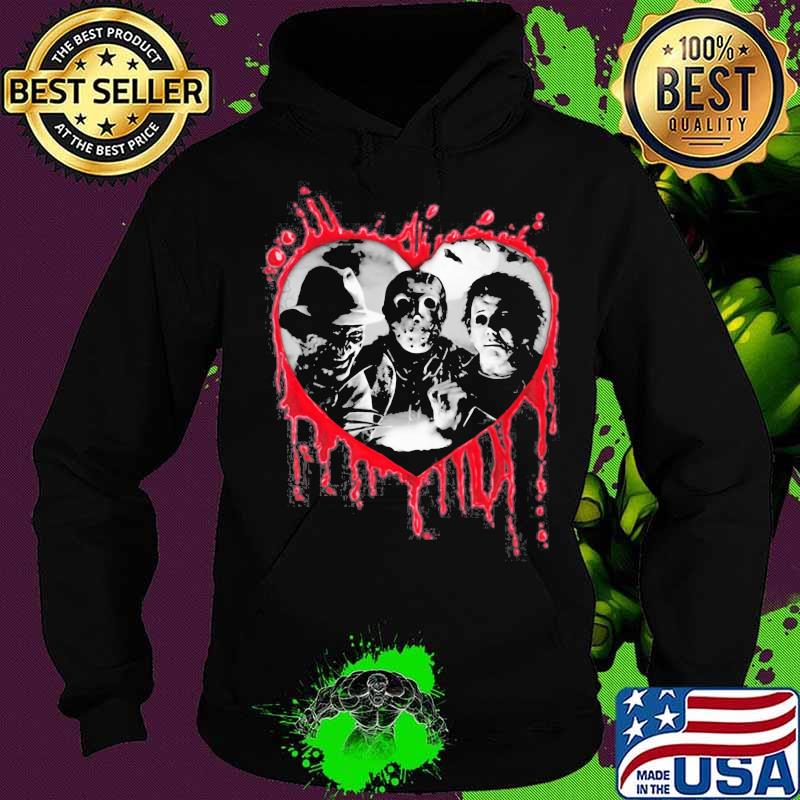 Halloween freddy krueger jason voorhees and michael myers heart s Hoodie Halloween freddy krueger jason voorhees and michael myers heart s Hoodie