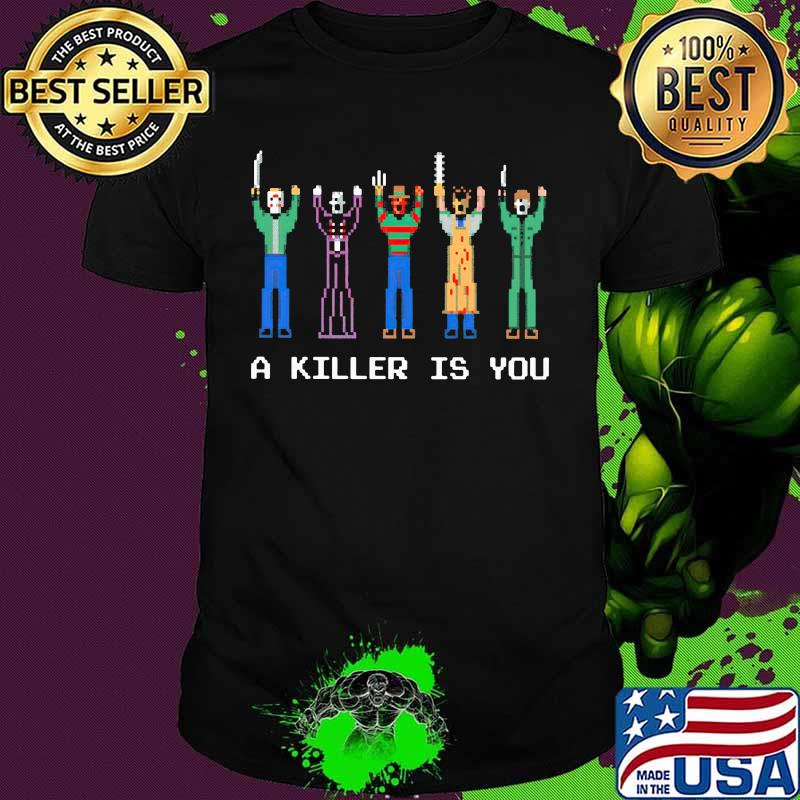 Halloween horror characters a killer is you lego shirt