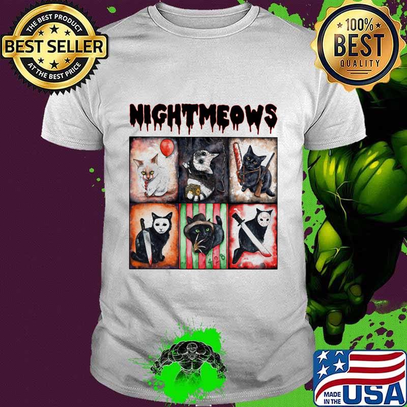 Halloween horror characters cats nightmeows shirt