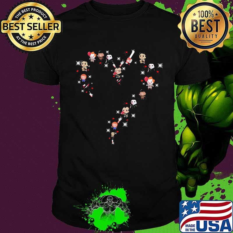 Halloween horror characters chibi heart shirt