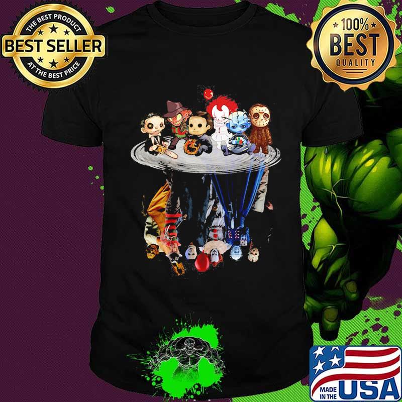Halloween horror characters chibi water reflection shirt