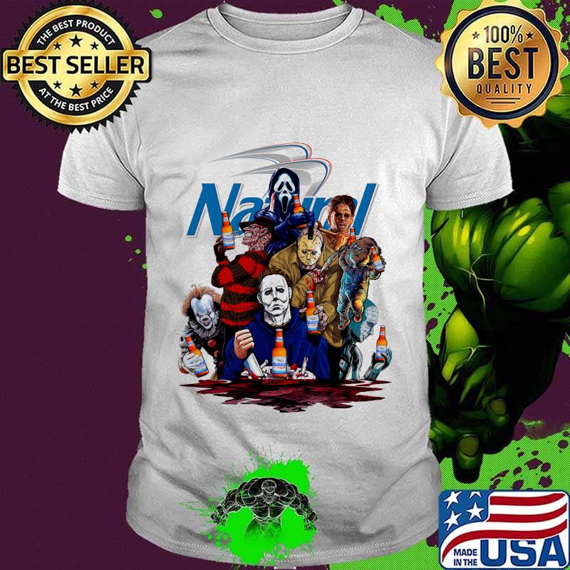 Halloween horror characters drinking natural light shirt