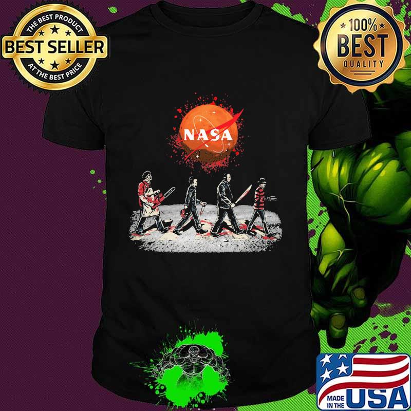 Halloween horror characters nasa logo shirt