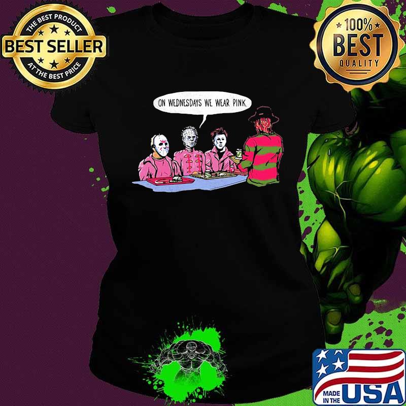 Halloween horror characters on wednesdays we wear pink s Ladies tee Halloween horror characters on wednesdays we wear pink s Ladies tee
