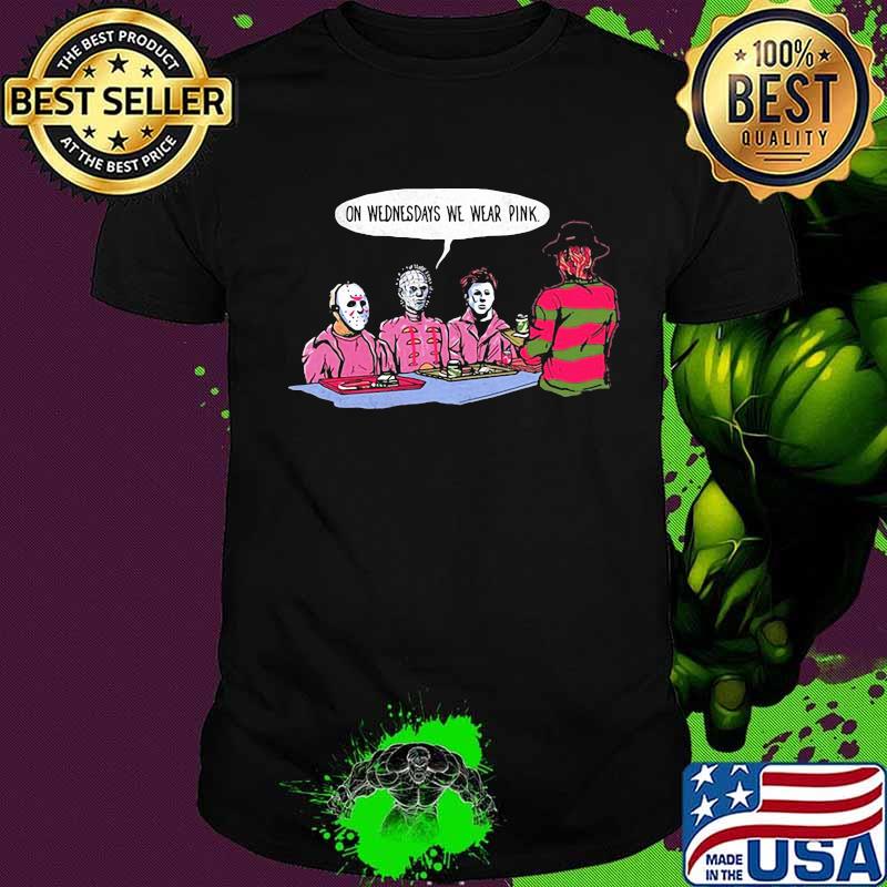 Halloween horror characters on wednesdays we wear pink shirt