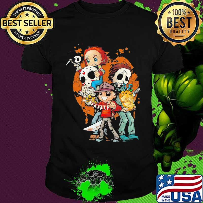 Halloween horror characters pumpkin shirt