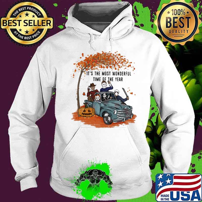 Halloween horror characters riding car it's the most wonderful time of the year leaves tree s Hoodie Halloween horror characters riding car it's the most wonderful time of the year leaves tree s Hoodie