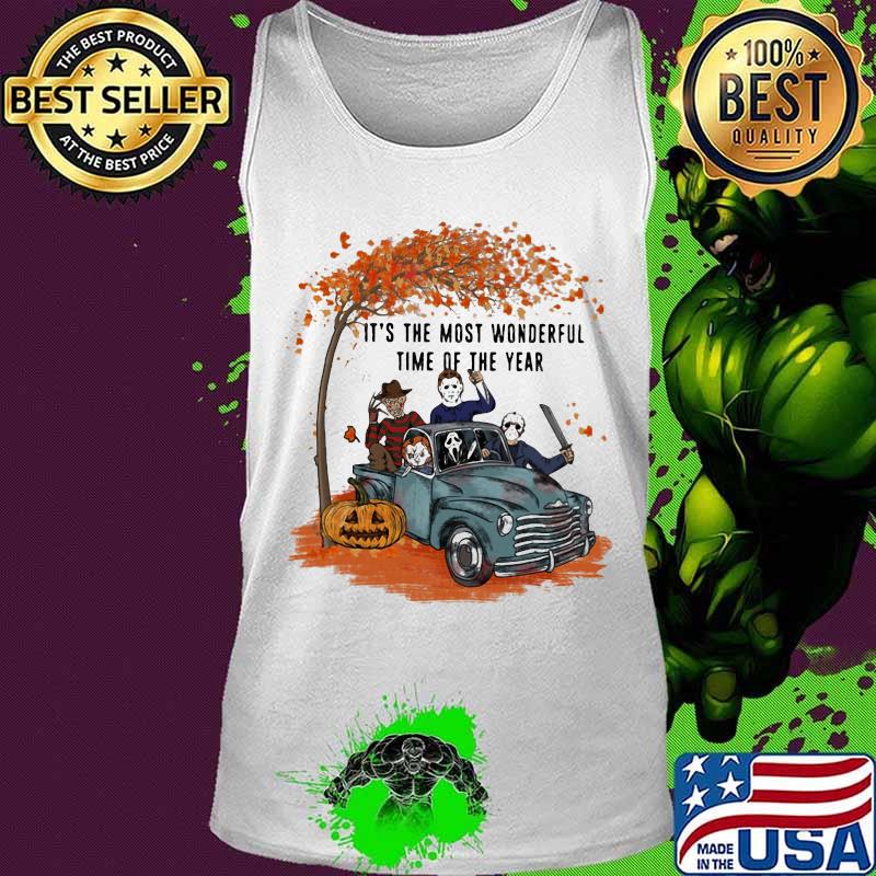 Halloween horror characters riding car it's the most wonderful time of the year leaves tree s Tank top Halloween horror characters riding car it's the most wonderful time of the year leaves tree s Tank top