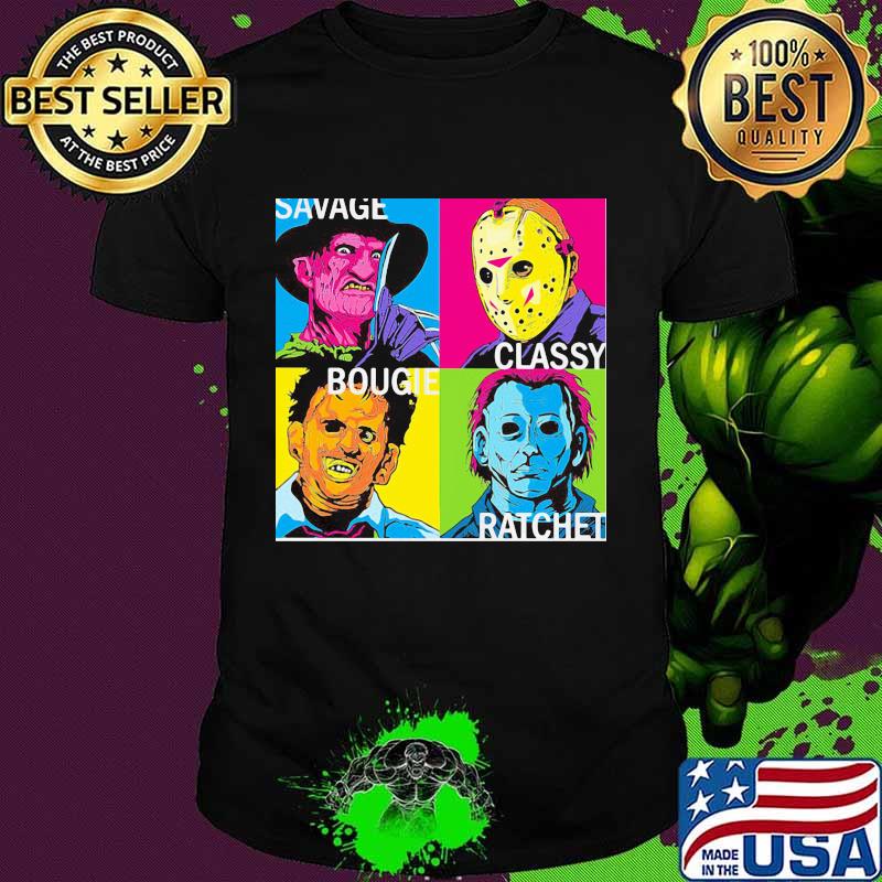 Halloween horror characters savage classy bougie ratchet art shirt