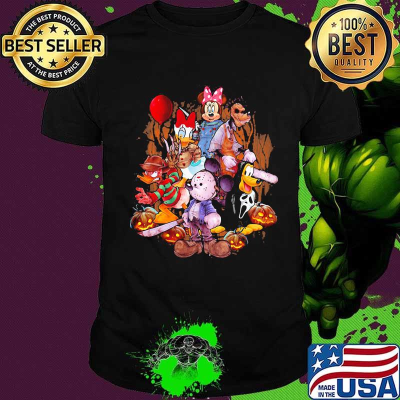 Halloween horror mickey mouse characters cartoon shirt