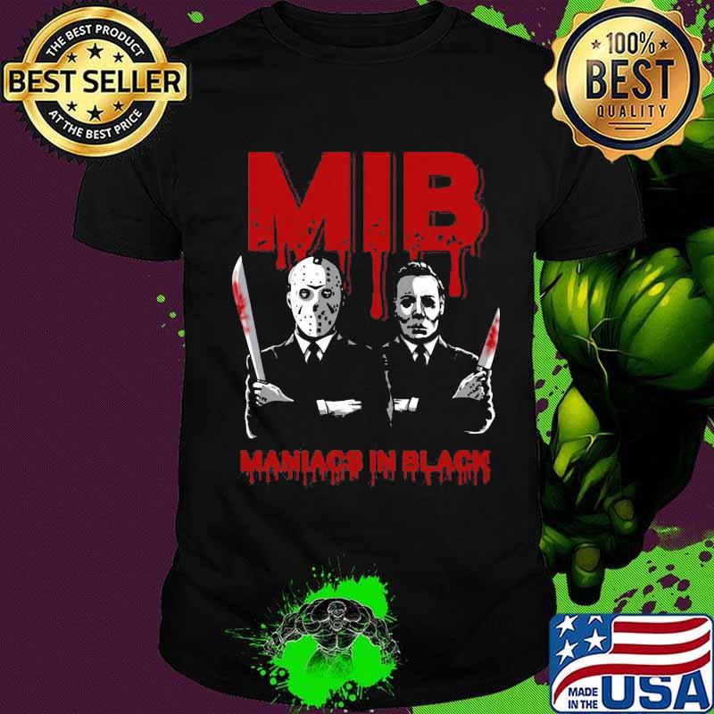 Halloween jason voorhees and freddy krueger mib maniacs in black shirt