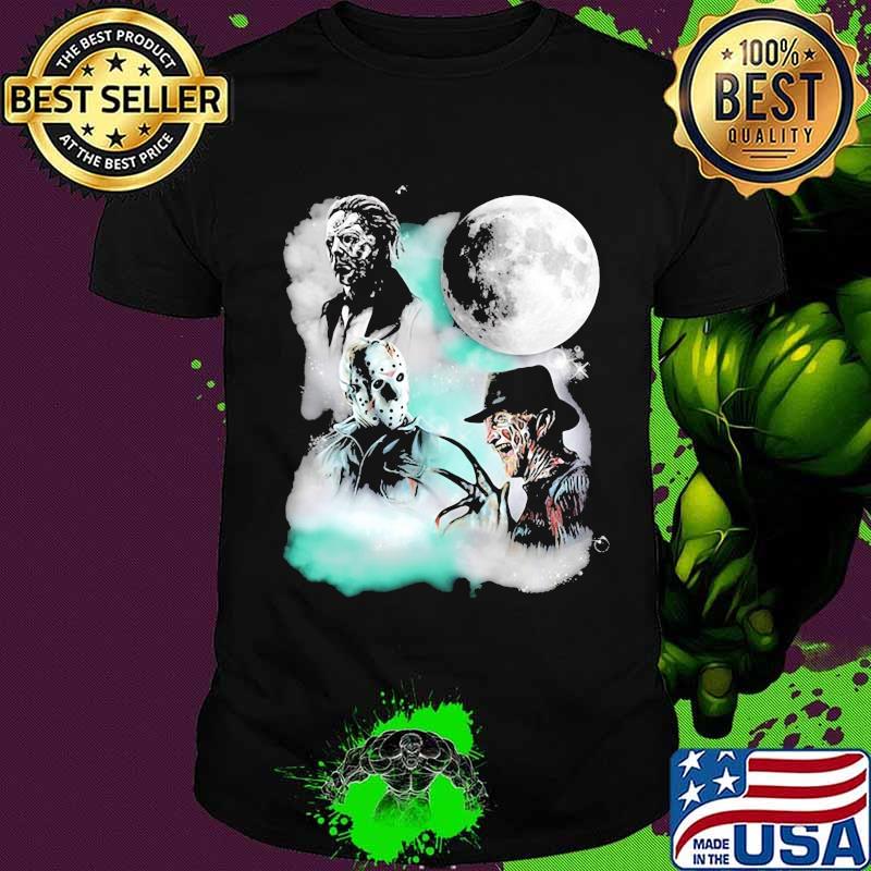 Halloween jason voorhees and freddy krueger moon shirt