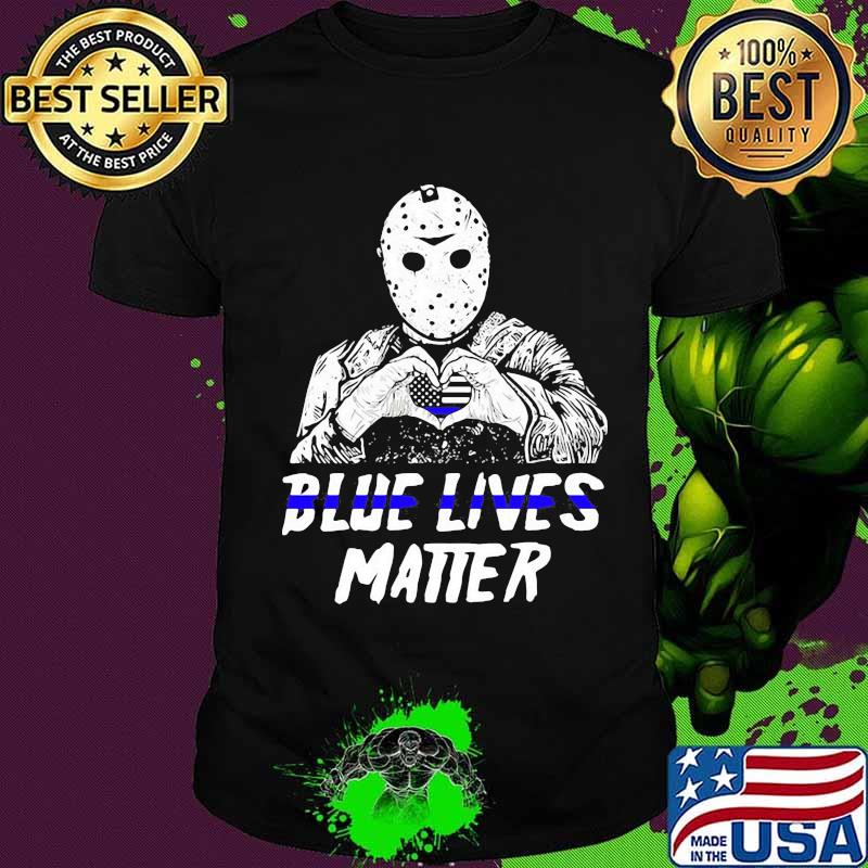 Halloween jason voorhees blue lives matter american flag shirt